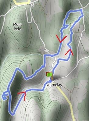Wandelroute Dramelay 8 km Afstand: 8,1 km Tijd: 2:30 3:00 uur Hoogtemeters: 260 hoogtemeters Hoogste punt: 580 m.