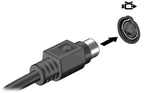 Optioneel S-videoapparaat aansluiten Via de 4-pins S-Video-uitgang kunt u de computer aansluiten op een optioneel S-Video-apparaat zoals een televisie, videorecorder, camcorder, overheadprojector of