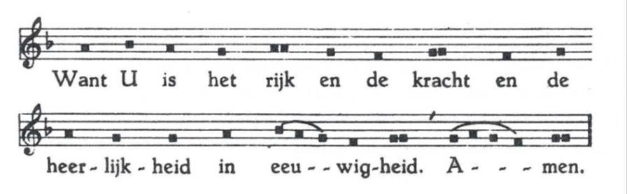 Onze Vader Agnus Dei gezongen door de cantorij, toonzetting: G. Oldroyd O Lamb of God, that takest away the sins of the world, have mercy upon us.