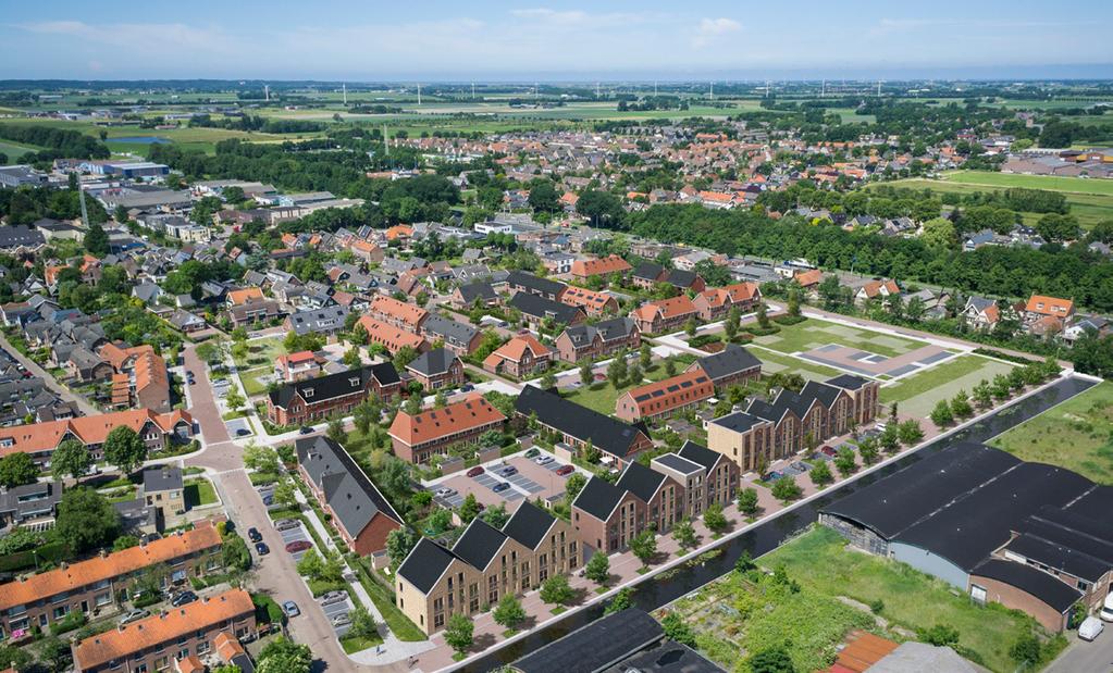 8 De Nieuwe Veiling Noord-Scharwoude 9 De Nieuwe Veiling in vogelvlucht De Nieuwe Veiling sluit naadloos aan bij het oude dorp De luchtfoto laat duidelijk zien hoe fraai de nieuwe woningen passen in