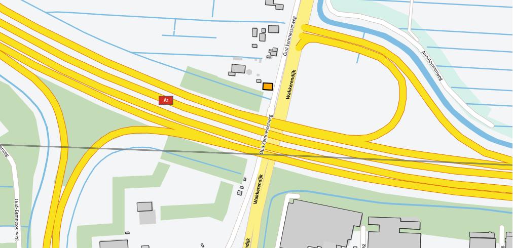 TNO-rapport TNO 2014 R11606 19 / 21 Locatie Baarn, A1 noord- en zuidzijde, km 34,6 en km 34,8 Ter hoogte van Zuidereind in Baarn wordt over een lengte van 87 meter een transparant scherm geplaatst