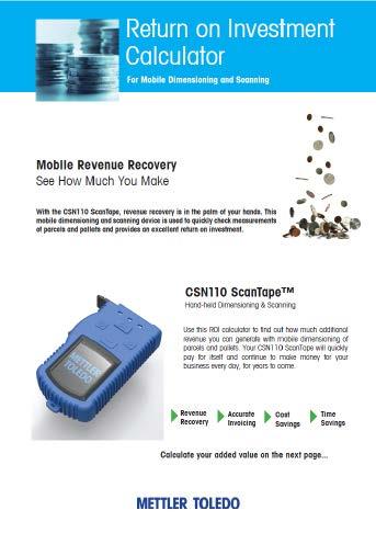Overal en altijd meten Automatische overdracht van gegevens Profiteer van een snel investeringsrendement Zorg voor de naleving van handelstoepassingen De CSN110 ScanTape betaalt zichzelf snel terug.