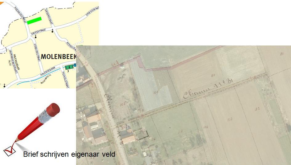 BP4 H: Sentier 97-a: Huidige weg niet meer toegankelijk wegens landbouwactiviteiten => wordt geplaatst in categorie 2: middelmatig terug open te => uitnodigen eigenaars met