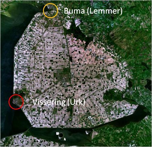 Afbeelding 4.6. Ligging van de gemalen Buma (Lemmer) en Vissering (Urk) 4.6.3.