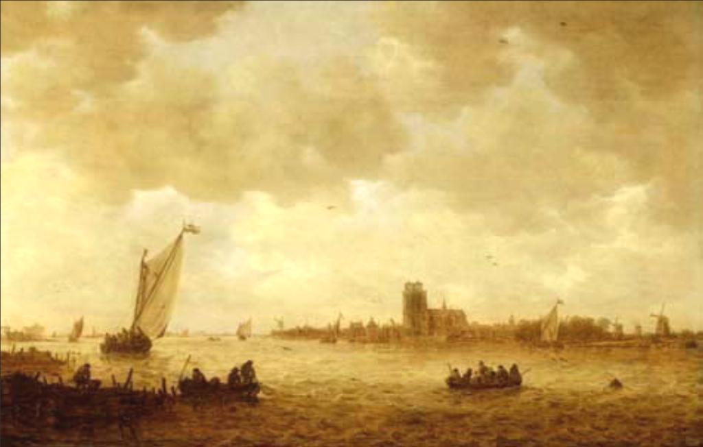 Blik op Dordrecht met haven