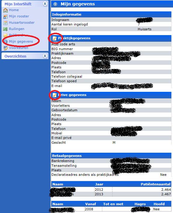 Mijn gegevens Bij Mijn gegevens kunt u uw gegevens zien zoals die bij Medrie bekend zijn,
