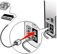 4 Sluit een tweede telefoonsnoer aan op de telefoon en het antwoordapparaat. 5 Sluit een derde telefoonsnoer aan op het antwoordapparaat en op de EXT-poort van de printer.