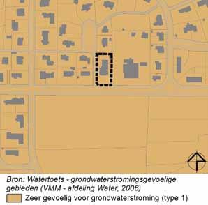 kaart : grondwaterstromingsgevoelige gebieden beschrijving effect Het RUP beperkt zich tot een klein projectgebied, welke nu reeds gekenmerkt wordt door verharding en gebouwen.
