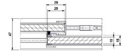 Aansluiting zijwand standaard uitvoering met borsteldichting met muuraanslagprofiel SF-20 GLAZEN SCHUIFWAND Vloeraansluiting