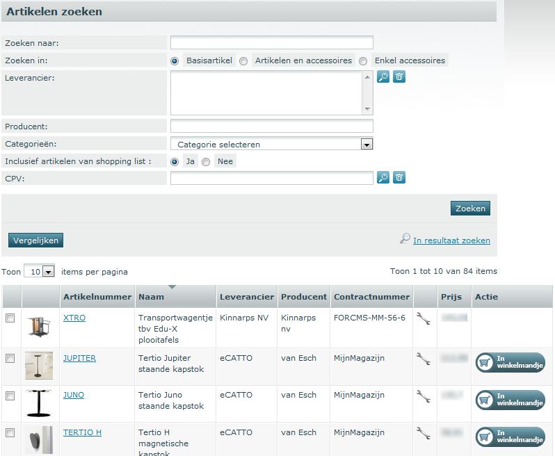 4.1 Artikelen zoeken via de zoekmotor 4.1.1 Artikelen zoeken Afbeelding 8: Zoekmotor Kies in het hoofdmenu de optie Artikelen zoeken Geef één of meerdere zoekcriteria (meerdere zoekcriteria