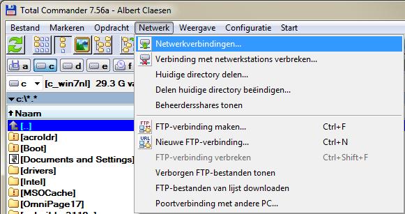 4 Netwerkverbinding in Total Commander Voor gebruikers van Total Commander is het vrij eenvoudig om een