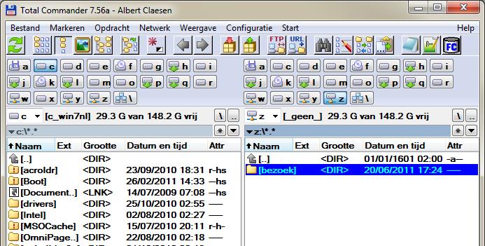 Als je nu iets wil afhalen of opladen, kies je de gekozen driveletter (