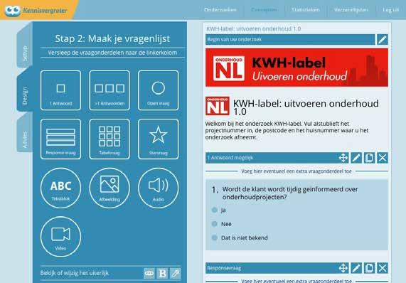 2.2 DESIGN - Legenda onderdelen vraag en vragenlijst Open vraag met antwoordveld Tabelvraag met meerdere antwoordopties Stervraag met maximaal 10 sterren Multiple choice vraag meerdere antwoorden