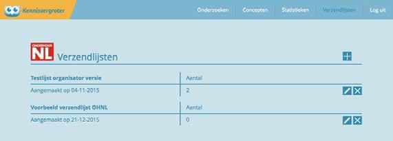 4. Overzicht verzendlijsten Voeg een verzendlijst toe Verwijder verzendlijst Bewerk verzendlijst Instructiefilmpje 11. Een verzendlijst kan uit 2.