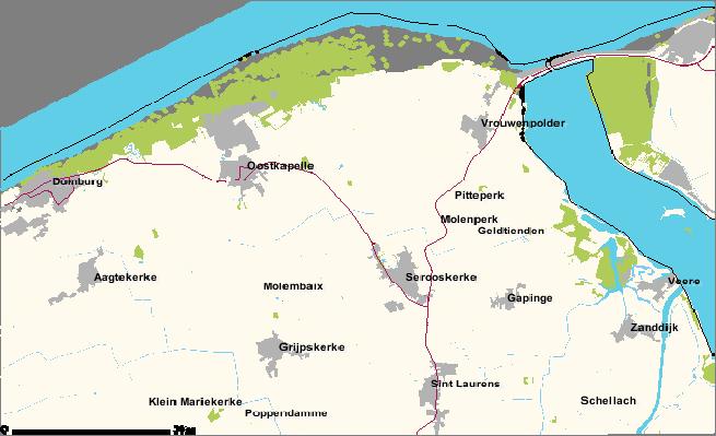 kaart gemeente Veere op