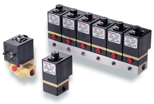 EXCEL - SERIES V0, V0 EN V05 mm elektropneumatisch bediende klepventielen In-lijn & basisplaat / & /, G/8, G/ Uitgebreide serie met verschillende vermogens Verscheidene aansluitmogelijkheden G 8, G,