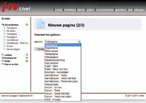 8.5 Pagina invoegen In het menu scherm van script geeft u aan een nieuwe pagina te willen maken. Deze pagina wordt dan gemaakt in het geopende script. 1.