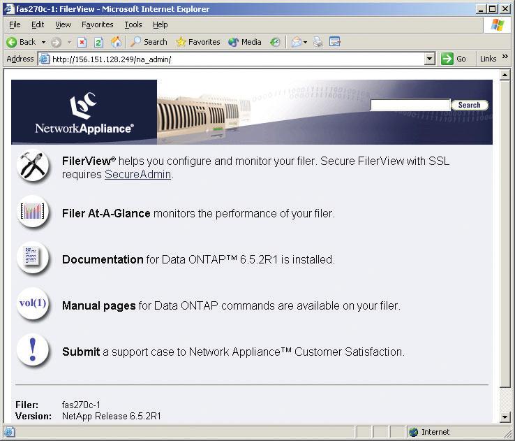 iscsi op de NetApp Filer FAS270c Labreports SAN-omgeving. De FAS270 ondersteunt iscsi- en Fibre Channel-koppeling met het serverplatform, met een maximum opslagcapaciteit van 6 terabyte.