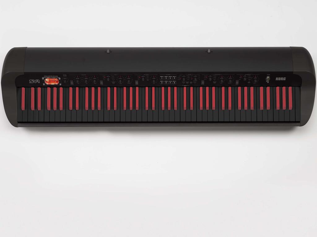 SV-1-73R BK / SV-1-88R BK Limited Edition van de gelauwerde SV-1 Uitgevoerd in chic zwart met rode accenten 73 of 88 graded hammer action-klavier (RH3) voor ultiem speelcomfort 80-stemmig polyfoon 36