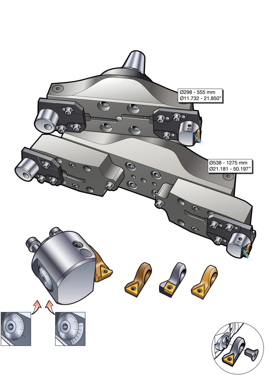 Nabewerken CoroBore 825 XL/CoroBore 826 XL ijnboor systeem KOTTRN Voor kotteren van grote diameters Star systeem voor maximale stabiliteit met externe koelmiddeltoevoer ijnkotterkoppen voor