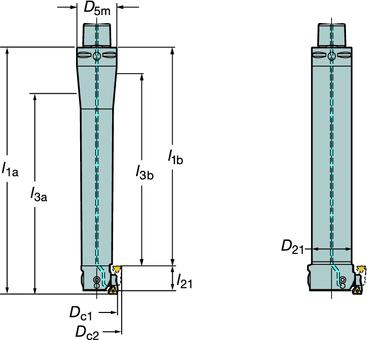 edempte CoroBore 825 Nabewerken - CoroBore 825 KOTTRN 92 (-2 ) CoroTurn 107 92 (-2 ) CoroTurn 111 R825x-AxxSTUC R825x-AxxSTUP Slede verlenging set l 1 = programmeerlengte Adapter Afmetingen, mm