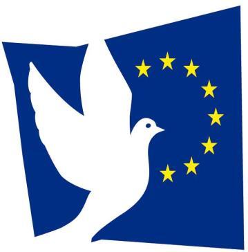 Ontstaan en groei van de EU Foto 9: Wat: Logo van een witte vredesduif op de Europese vlag.