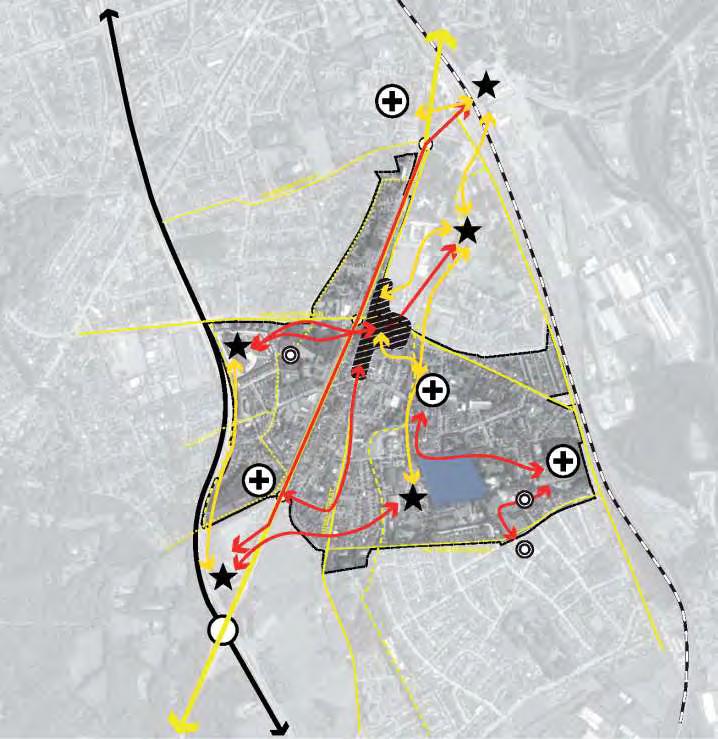 Synthese Sint-Michiels is een weinig samenhangend stadsdeel dat zich ontwikkeld heeft rondom enkele entiteiten.