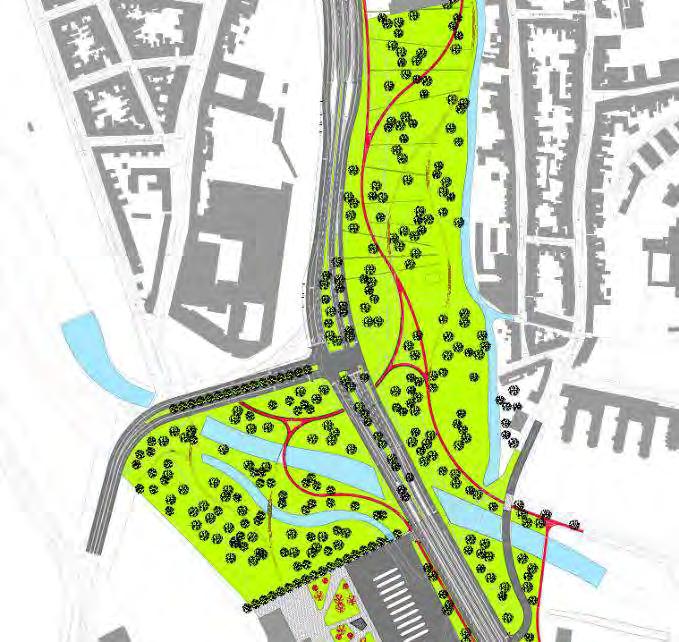 belangrijkere ontsluitingsrol voor de Bevrijdingslaan (N351). De huidige UNESCO-Rotonde wordt vervangen door een compacter verkeerslichtengeregeld kruispunt.