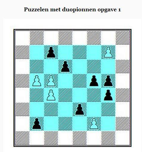 Met schaken leer je Puzzels oplossen zoals deze puzzel met dubbelpionnen.