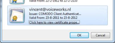 40 41 Stap 4: Certificaat - Kies voor het certificaat met uw e-mailadres (42) als onderwerp en met Comodo als Issuer / Uitgever.
