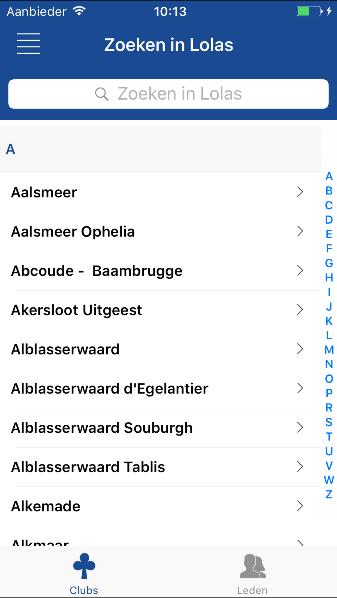 Door op een item te klikken kunt u naar het detail scherm navigeren en hierover meer informatie inzien.