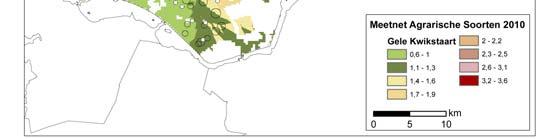 Veruit de algemeenste soorten waren Gele Kwikstaart (127 territoria), Graspieper (98) en Kievit (79). Samen waren deze soorten goed voor ruim 76% van het totaal aantal territoria.