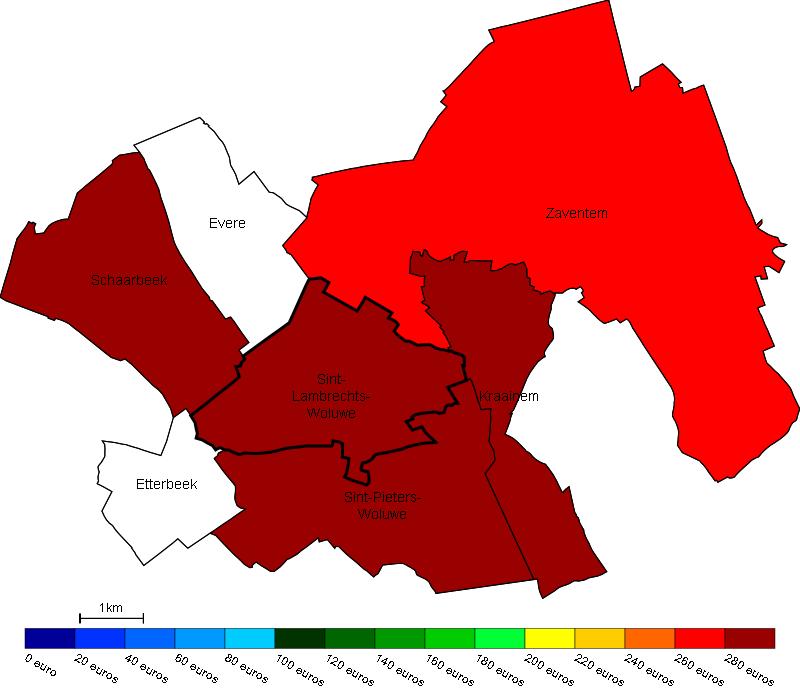 Vastgoed Prijs van bouwgrond in Sint-Lambrechts-Woluwe en omgeving Gemiddelde prijs in e/m 2 van bouwgrond in Sint-Lambrechts-Woluwe en omgeving Bron : Berekeningen van de ADSEI (FOD