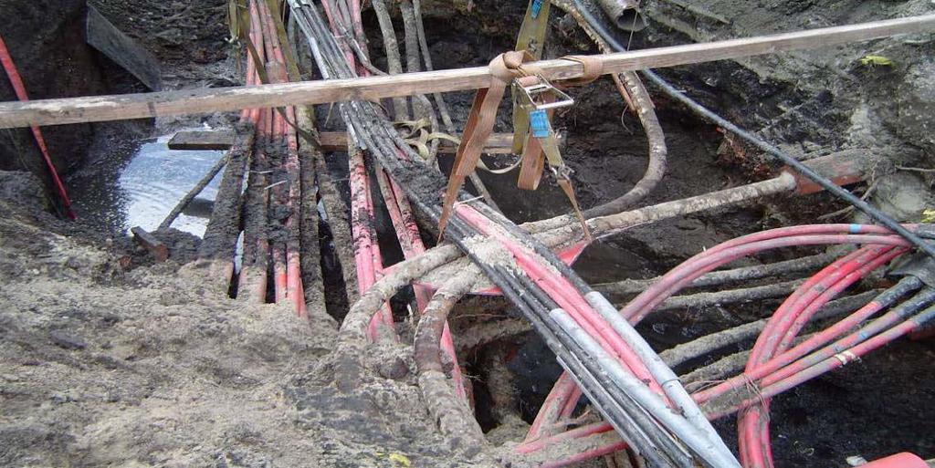 HET EIGENLIJKE WERK Blootleggen Nadat de ondergrondse installatie door peiling gevonden is, wordt ze