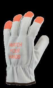 De handschoen is voorzien met de tekst in fel oranje: WATCH YOUR HANDS voor meer zichtbaarheid en bewustwording. De PSP Corium Driver 34-240 is getest en gecertificeerd de EN-normen.