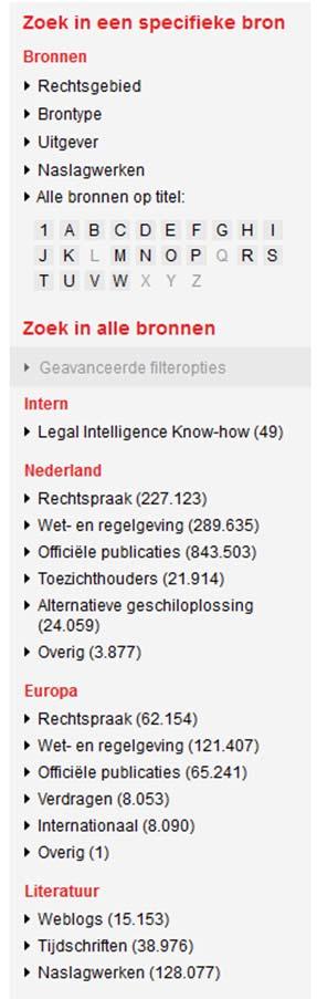 (2) Een gedeelte Zoek in alle bronnen, waaronder criteria zijn weergegeven die van toepassing zijn op alle content in het systeem.