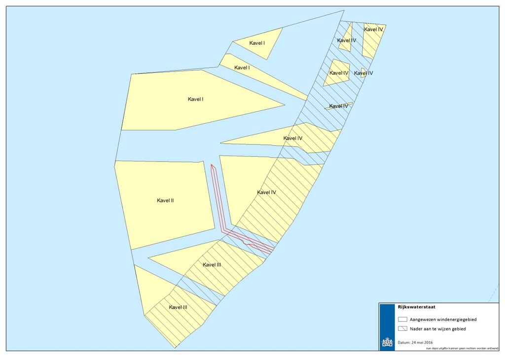 de Rijksstructuurvisie Windenergie op Zee Aanvulling gebied Hollandse Kust, bestaat het gebied uit vier kavels die ruimte bieden voor een gezamenlijk vermogen van circa 1.400 MW.