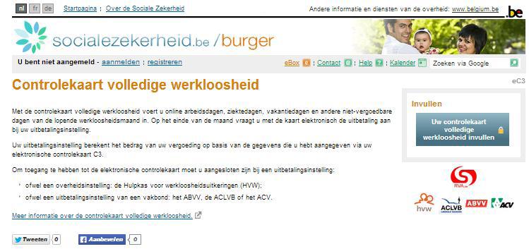 Klik op «Uw controlekaart volledige werkloosheid invullen».
