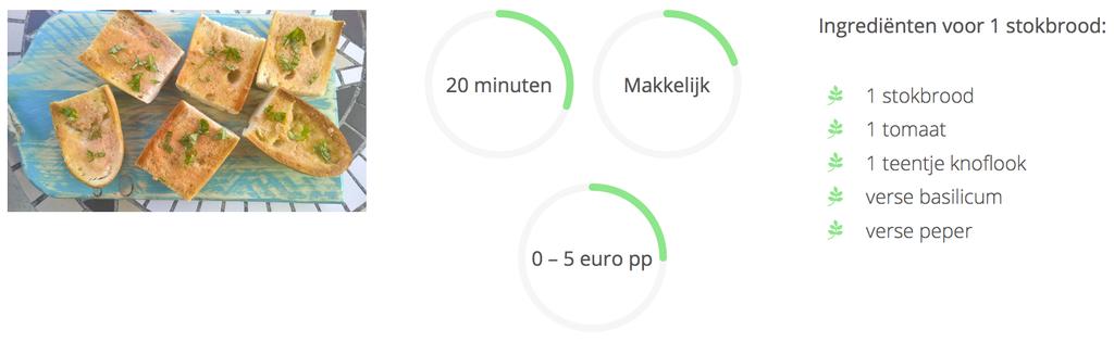 Geroosterd brood met tomaat en knoflook Bak het brood volgens de aanwijzingen in de oven. Snijd het daarna over de lengte doormidden. Sprenkel er wat olijfolie overheen en leg het onder de grill.