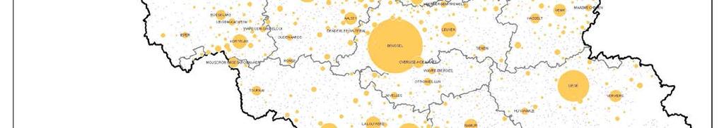 Vlaanderen telt 1461 kernen, waarvan 797 kernen minder dan 1000 inwoners hebben en 482 kernen tussen de 1000 en 5000 inwoners hebben.