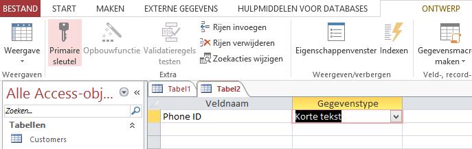 5. Bouw tabellen met de Table Designer 1. Ga naar het tabblad Maken op het lint. 2. Kies Tabelontwerp.