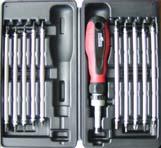 RATELSCHROEVENDRAAIERSET * Excellent S2 Staal, * 20 in 1 Combinatie Schroevendraaierset * Inhoud : - Handvat met ratel - Sleuf 4.0-4.5-5.5-6.5 mm - PHILLIPS Nr.