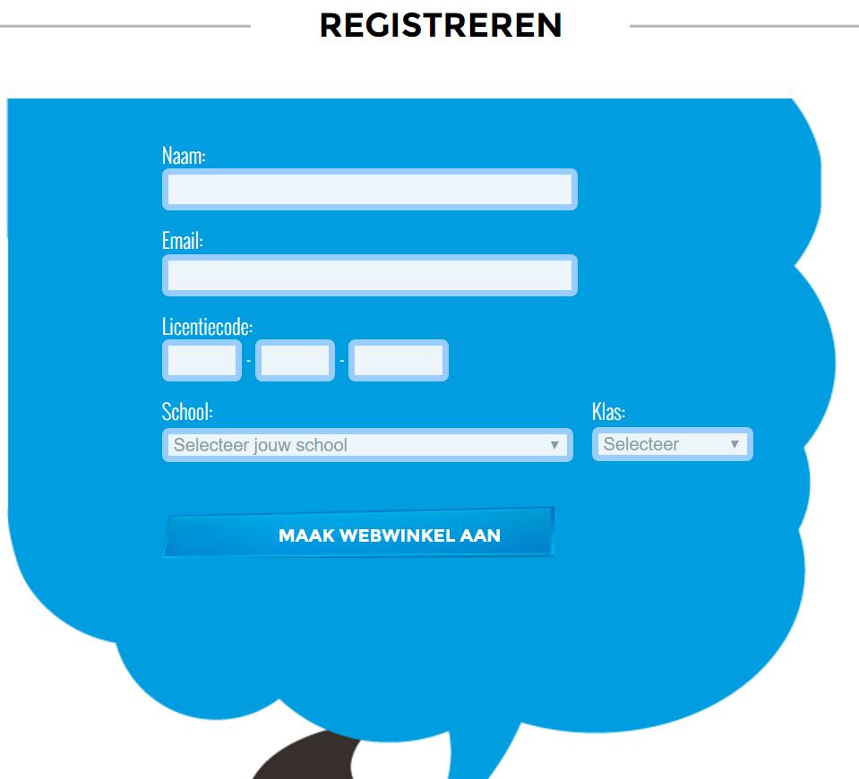 4. Vul in alle velden de benodigde gegevens in. - Naam - E-mail - Licentiecode Let op: je kunt met de code slechts één shop registreren. Na activatie is de shop een jaar te gebruiken.