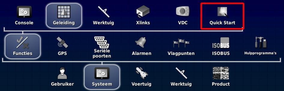 5.1. Functies instellen inschakelt, wordt er een nieuwe menuoptie aan de rechterkant van het menu Functies geplaatst. 1. Selecteer Systeem/Functies/Quick Start.