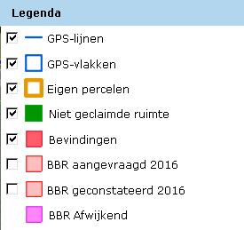 Kaartlagen Basisbetalingsregeling (BBR) In de legenda zijn kaartlagen voor Basisbetalingsregeling (BBR) toegevoegd.