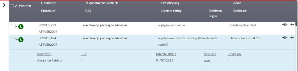 11 de Cevi Klantendag 5 Takenlijst: Algemene werking resultaatvenster (1) Klik open om meer gegevens te zien Klik uit om minder gegevens te zien Kolomknop