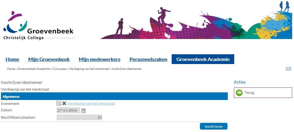 4. Klik op Inschrijven. Nadat je je hebt ingeschreven volgt er een bevestiging per e-mail.