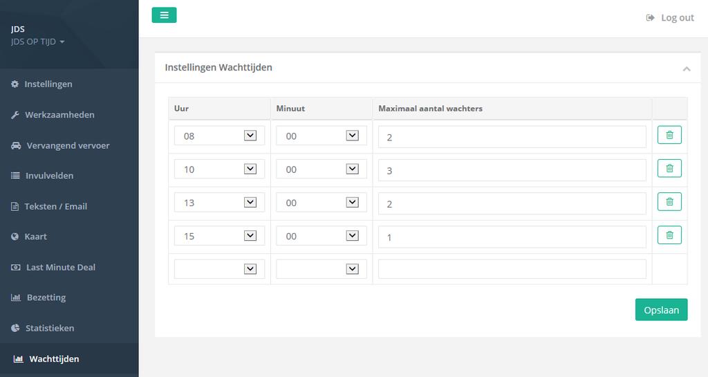 2.13 Wachttijden Indien u gebruikmaakt van Plan-IT Online op Tijd en u heeft bij de algemene instellingen (hoofdstuk 2.2.1) de optie Wachters aanzetten op ja gezet dat kunt u gebruikmaken van de wachttijden.