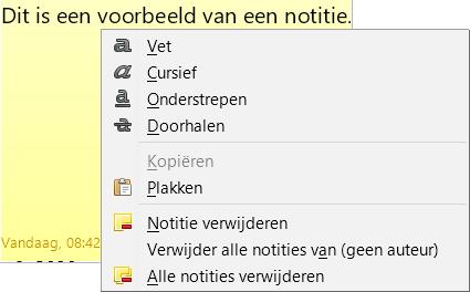 Afbeelding 32: Een notitie U kunt de kleine markering van de notitie verplaatsen waarheen u wilt. Gewoonlijk plaatst men deze op of nabij een object waarnaar in de notitie verwezen wordt.