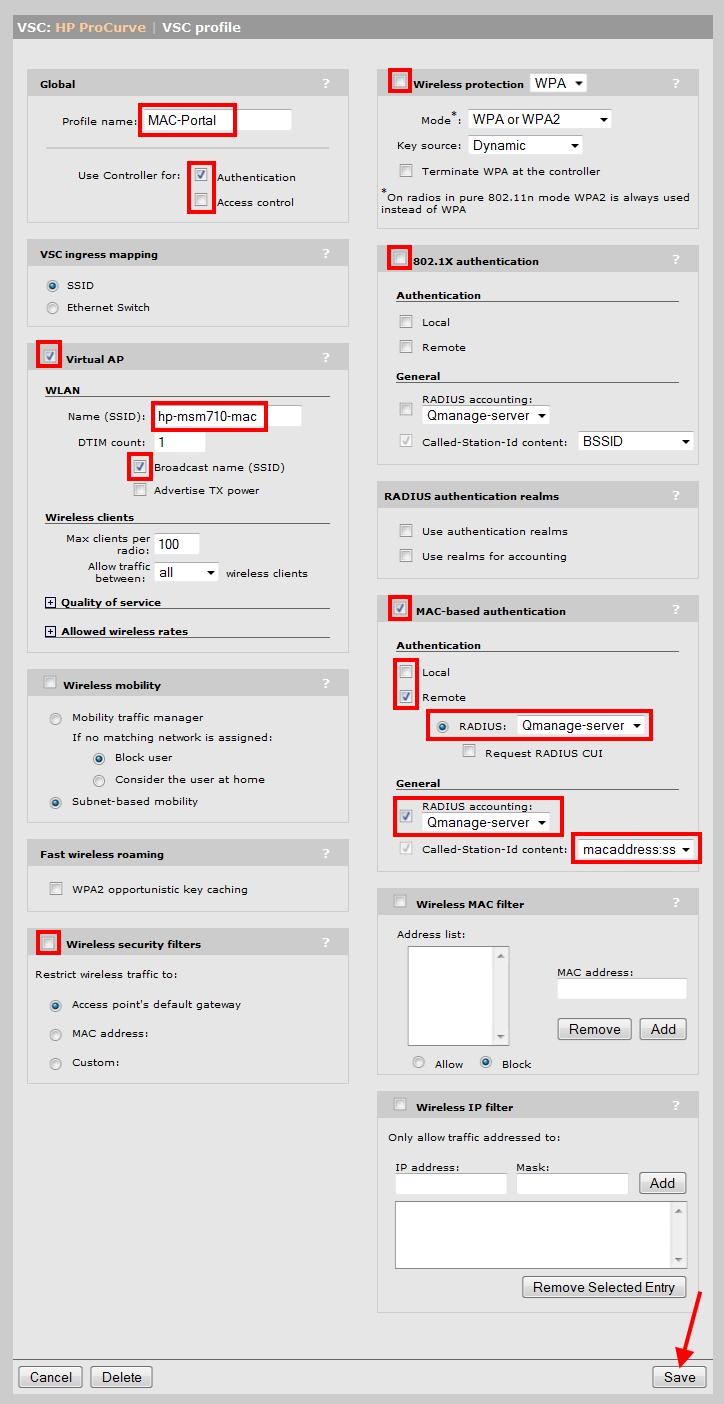 Figuur 13: SSID instellen Quarantainenet -